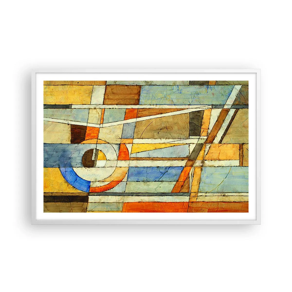 Poster in cornice bianca - Cubismo in cantiere - 91x61 cm