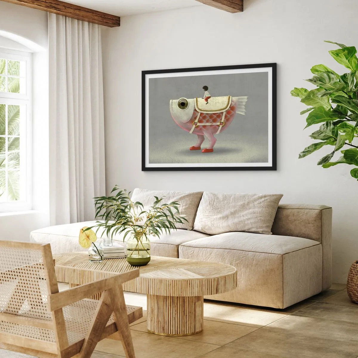 Poster in cornice nera - Il cavaliere del pesce - 91x61 cm