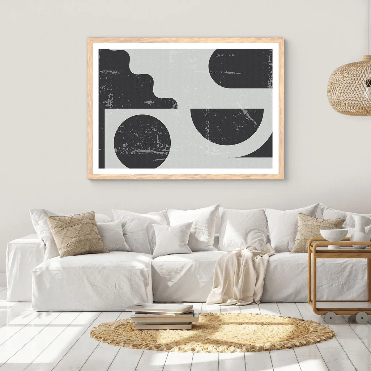 Poster in cornice rovere chiaro - Composizione sopra e sotto - 50x40 cm