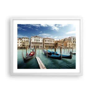 Poster in cornice bianca - Palazzi nel blu - 50x40 cm