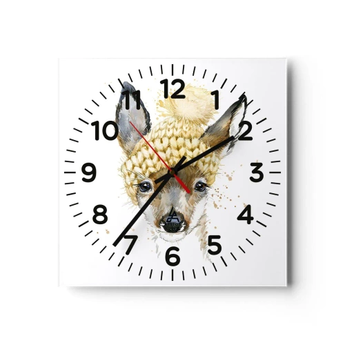 Orologio da parete - Orologio in Vetro - L'inverno nel bosco innevato - 40x40 cm