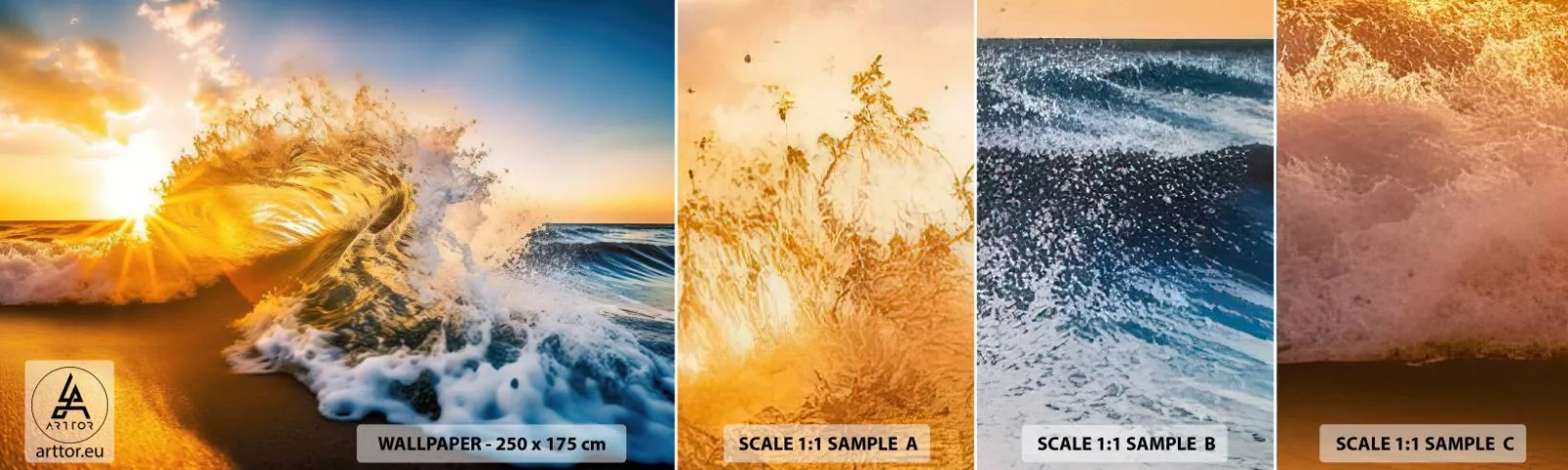 Campione di Fotomurale Adesivo Deluxe Sticker - Gioco sulla sabbia - Onda, Mare, Acqua - 100x30 cm