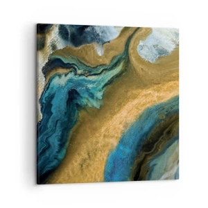 Quadro su tela - Stampe su Tela - Blu-oro: influenza reciproca - 50x50 cm