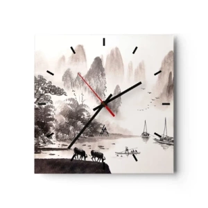 Orologio da parete - Orologio in Vetro - L'esotica quotidianità dell'Oriente - 40x40 cm