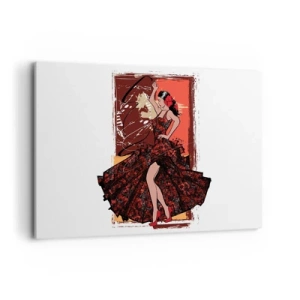Quadro su tela - Stampe su Tela - Una ballerina in un abito rosso e nero su uno sfondo artistico - 120x80cm - Al ritmo del cuore - Decorazione murale moderna per soggiorno e camera da letto ARTTOR
