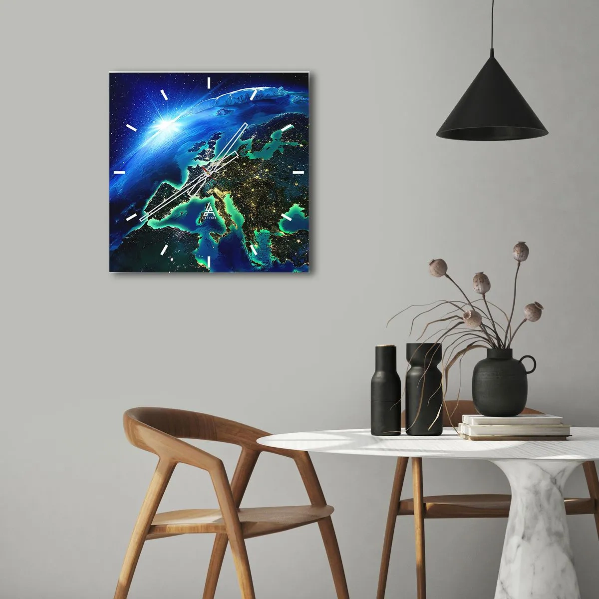 Orologio da parete - Orologio in Vetro - L'Europa scintillante - 30x30 cm