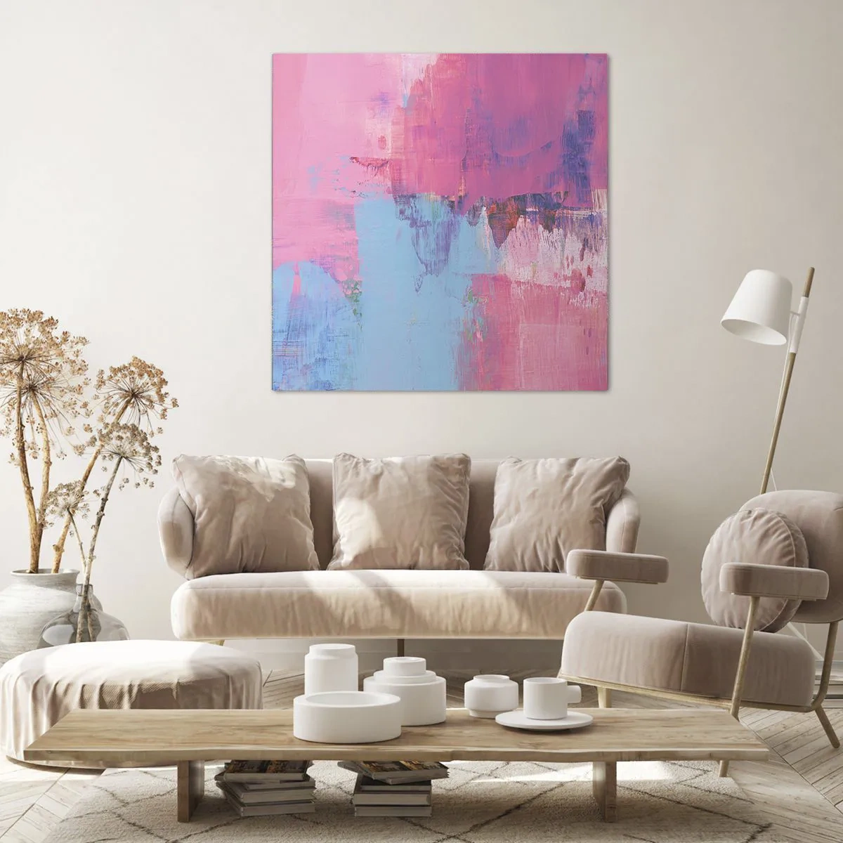 Quadro su tela - Stampe su Tela - Rosa, blu e un pizzico di luce - 30x30 cm