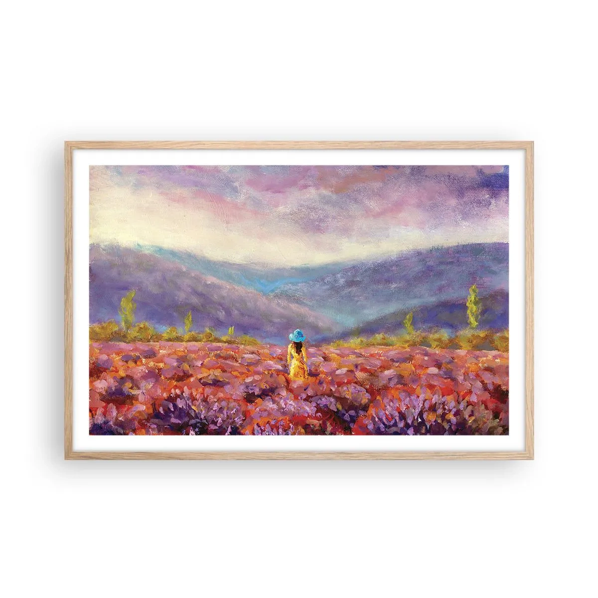 Poster in cornice rovere chiaro - Nel mondo di lavanda - 91x61 cm