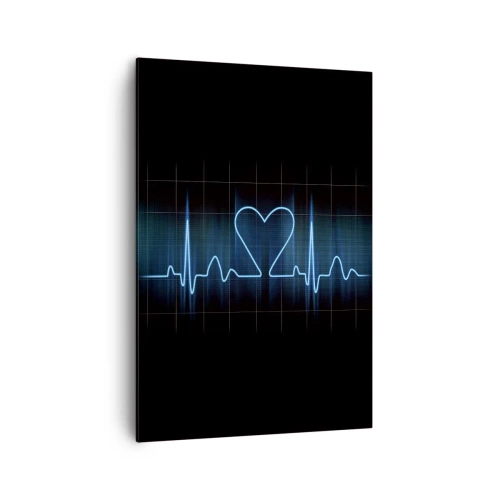 Quadro su tela - Stampe su Tela - Un'ancora di salvezza con un cuore su uno sfondo di monitoraggio medico nei toni del blu. - 70x100cm - Al ritmo del cuore - Decorazione murale moderna per soggiorno e camera da letto ARTTOR