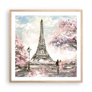Poster in cornice rovere chiaro - Passeggiata a Parigi in aprile - 60x60 cm