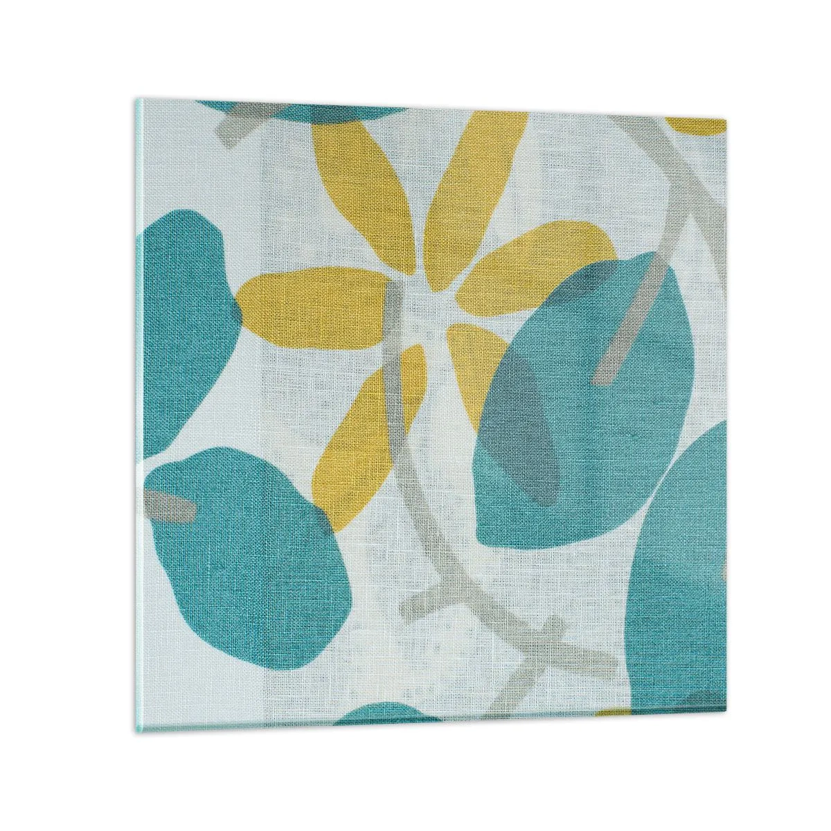 Quadro su vetro - Tra le foglie azzurre - 60x60 cm