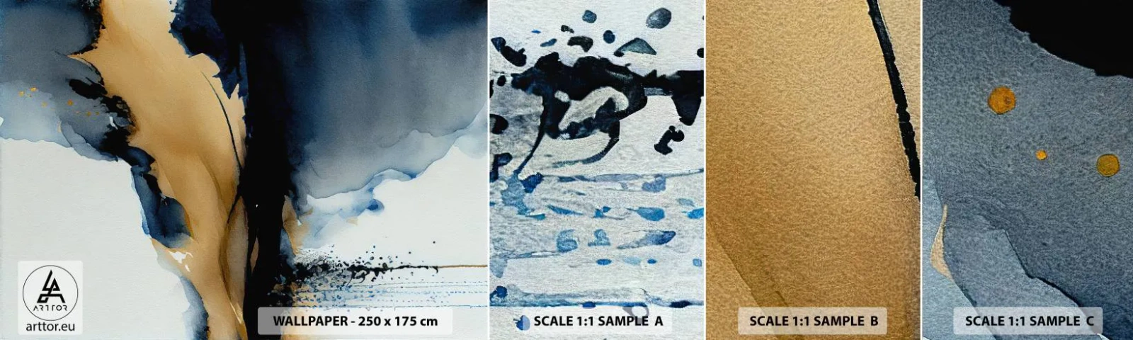 Campione di Fotomurale Adesivo Deluxe Sticker - Dietro la cortina - Astrazione, Inchiostro, Pezzo - 100x30 cm