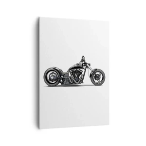 Quadro su tela - Stampe su Tela - Elegante motocicletta personalizzata nera su sfondo bianco - 50x70cm - Per chi ama la libertà - Decorazione murale moderna per soggiorno e camera da letto ARTTOR