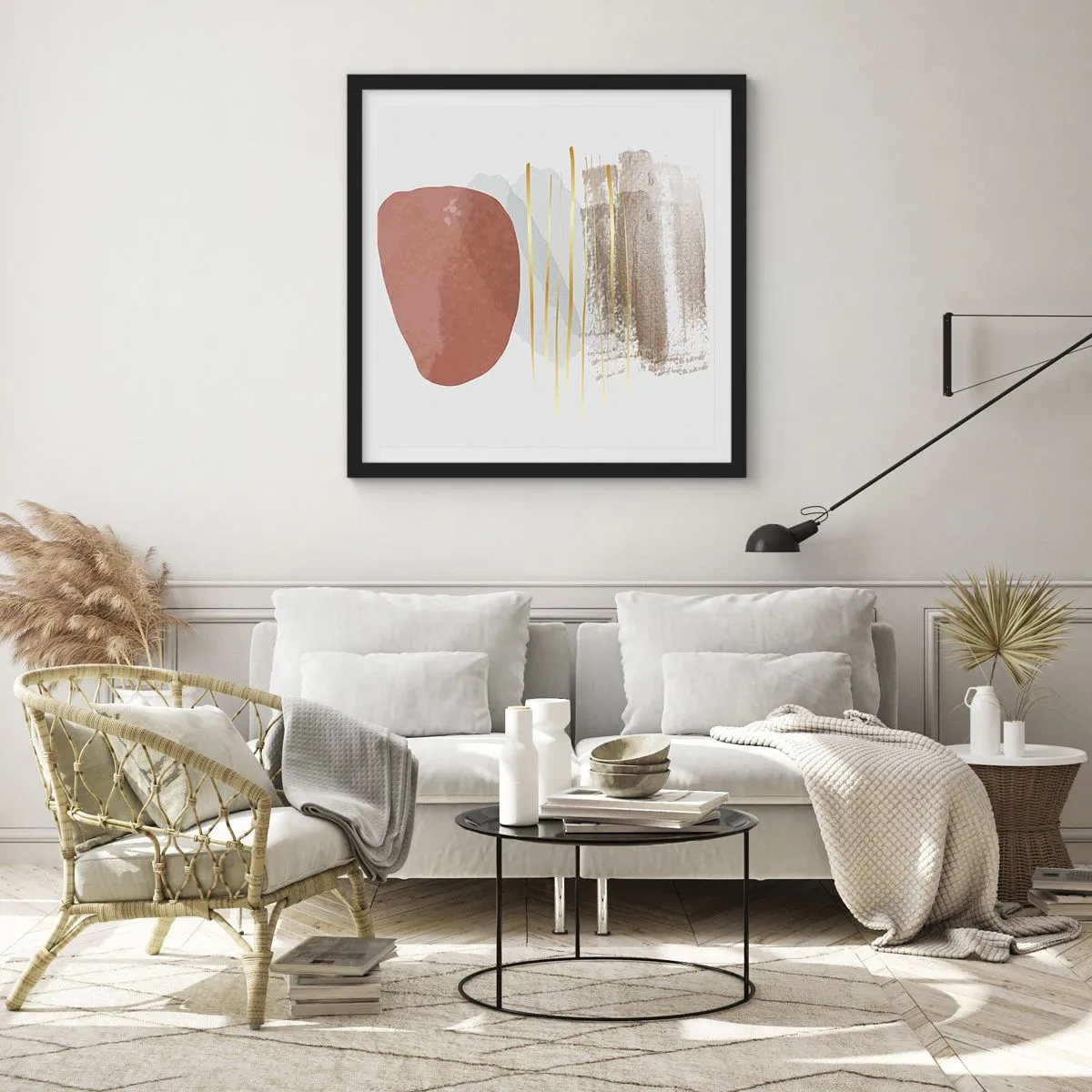 Poster in cornice nera - Colonnato astratto - 50x50 cm