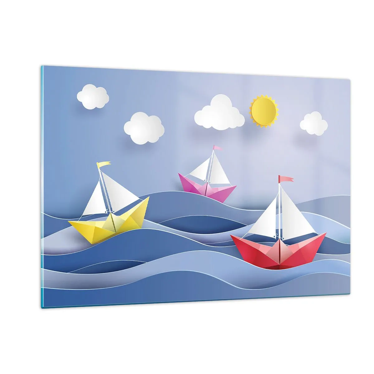 Quadro su vetro - Oh, quanto è bello dondolarsi tra le onde - 120x80cm - Come è bello dondolare tra le onde - Decorazione murale moderna per soggiorno e camera da letto ARTTOR
