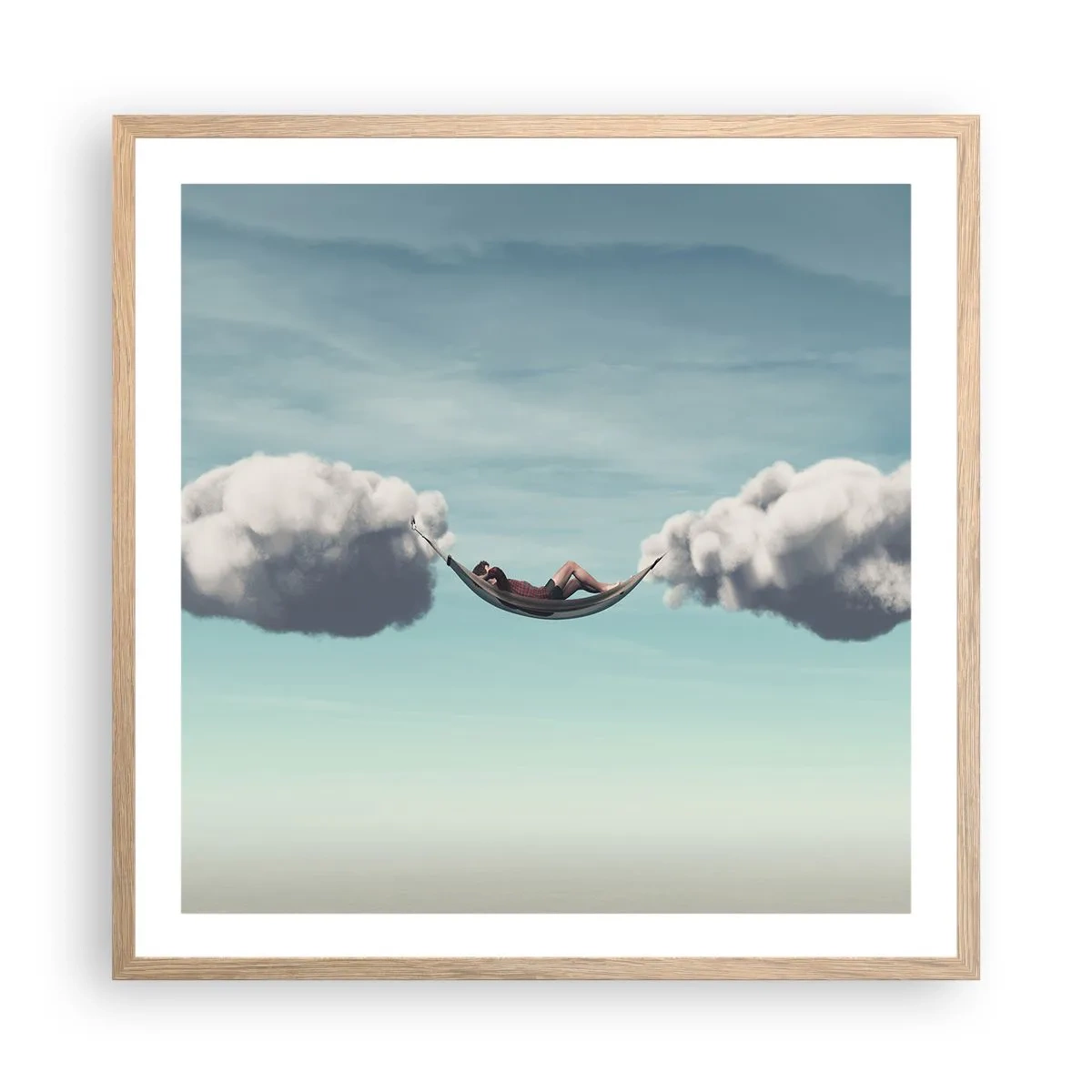 Poster in cornice rovere chiaro - La felicità del momento - 60x60 cm