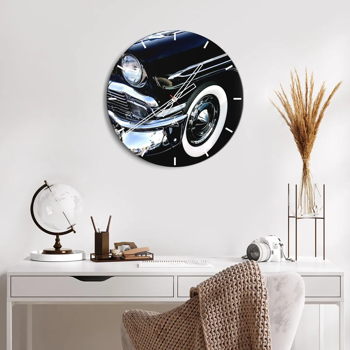 Orologio da parete - Orologio in Vetro - Classicità in argento, nero e bianco - 40x40 cm
