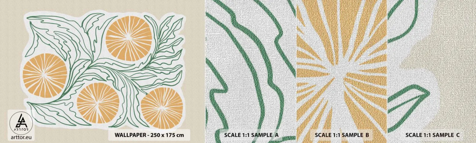 Campione di Fotomurale Premium Canvas - Etnicamente con una nota di astrazione - Boho, Limone, Minimalismo - 100x30 cm