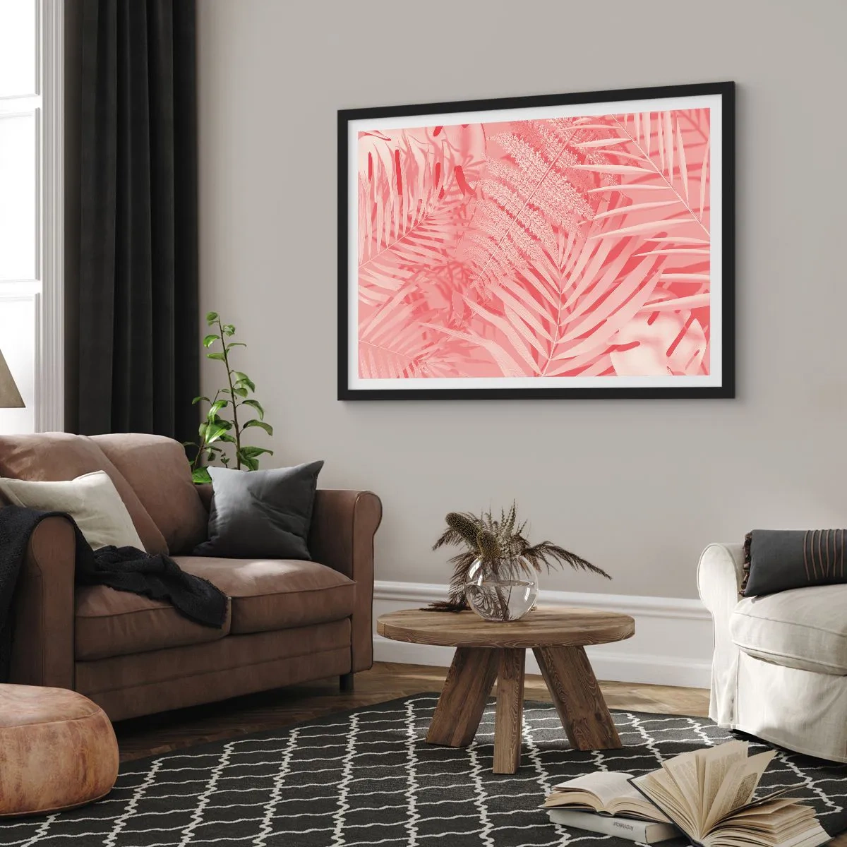 Poster in cornice nera - Concetto rosa - 40x30 cm