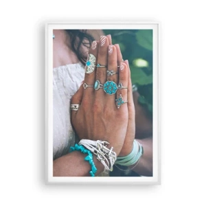 Poster in cornice bianca - Benvenuto al centro dell'essere - 70x100 cm