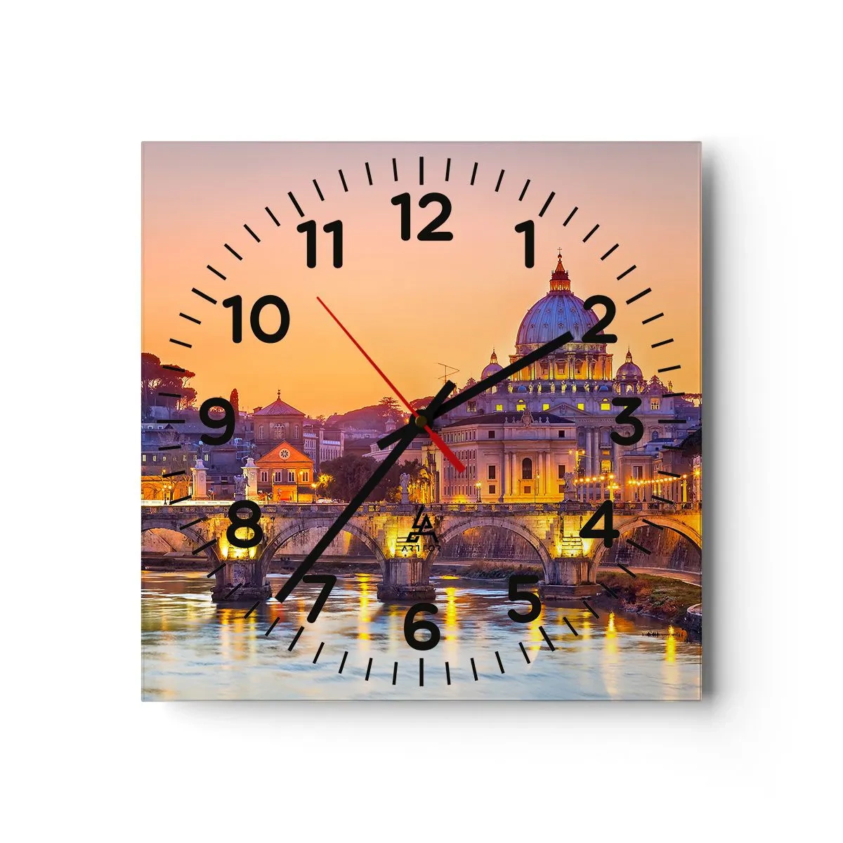 Orologio da parete - Orologio in Vetro - Tramonto sulla Città Eterna - 40x40 cm