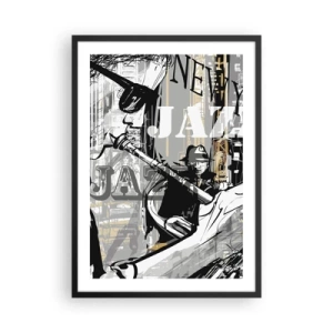 Poster in cornice nera - Una composizione artistica ispirata al jazz - 50x70cm - Al ritmo di New York - Decorazione murale moderna per soggiorno e camera da letto ARTTOR