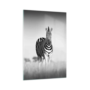 Quadro su vetro - Due zebre nella savana in stile monocromatico - 70x100cm - E tuttavia il mondo è bianco e nero - Decorazione murale moderna per soggiorno e camera da letto ARTTOR