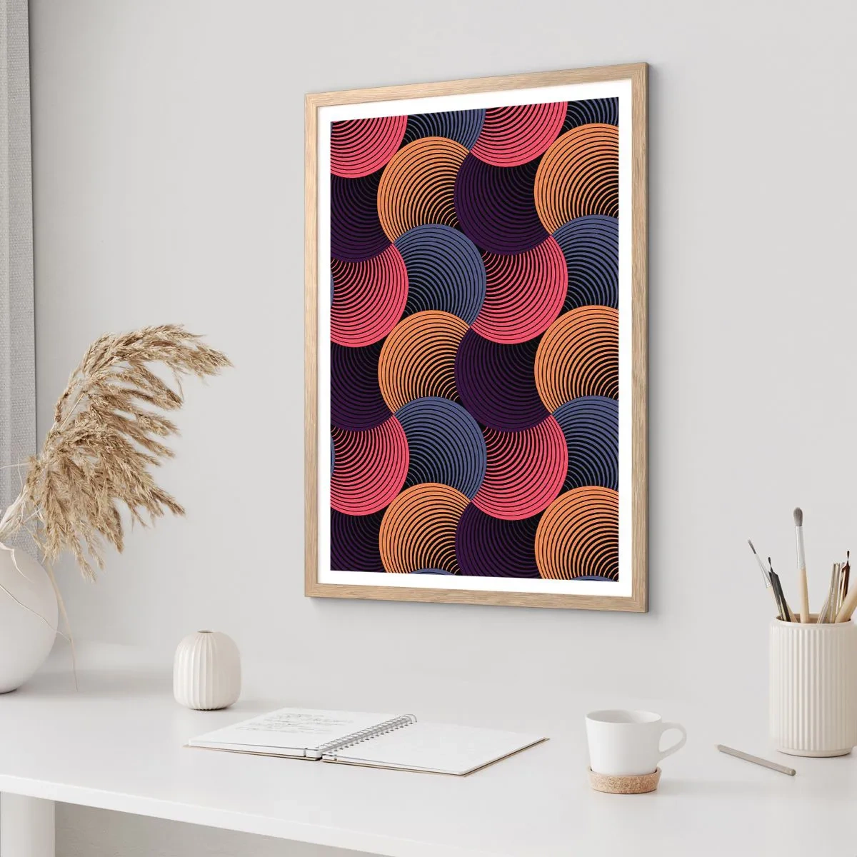 Poster in cornice rovere chiaro - Al ritmo delle sfere - 70x100 cm