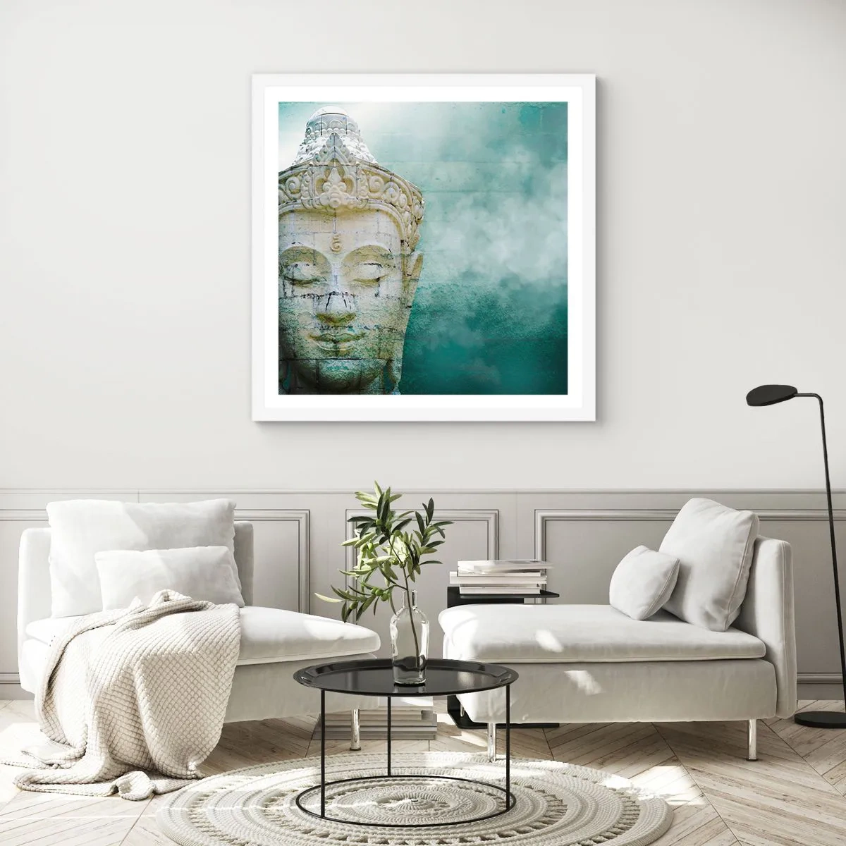 Poster in cornice bianca - Cercando la luce - 60x60 cm