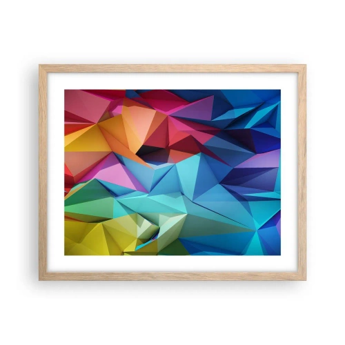 Poster in cornice rovere chiaro - Origami arcobaleno - 50x40 cm