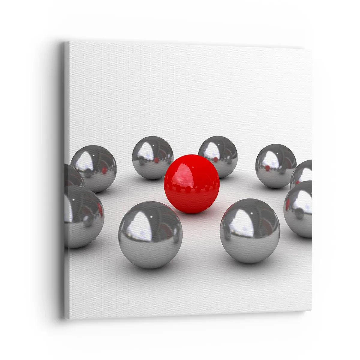 Quadro su tela - Stampe su Tela - Cerchio in argento e rosso - 40x40 cm