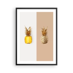 Poster in cornice nera - Una composizione minimalista di due ananas - 50x70cm - Ananas per due - Decorazione murale moderna per soggiorno e camera da letto ARTTOR