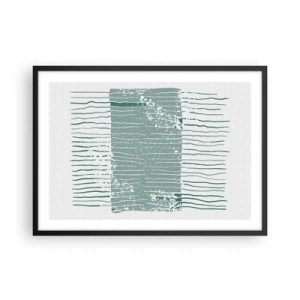 Poster in cornice nera - Motivo geometrico nei toni del verde mare e del bianco - 70x50cm - Astrazione marina - Decorazione murale moderna per soggiorno e camera da letto ARTTOR