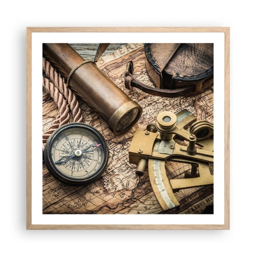 Poster in cornice rovere chiaro - Traccia la rotta - 60x60 cm