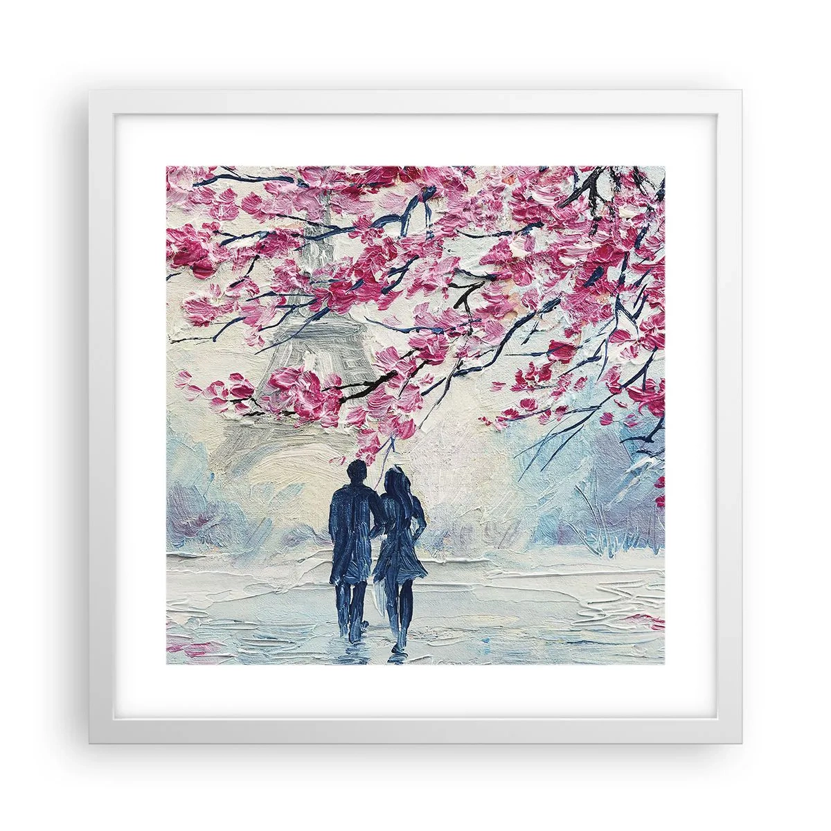 Poster in cornice bianca - Passeggiata romantica - 40x40 cm