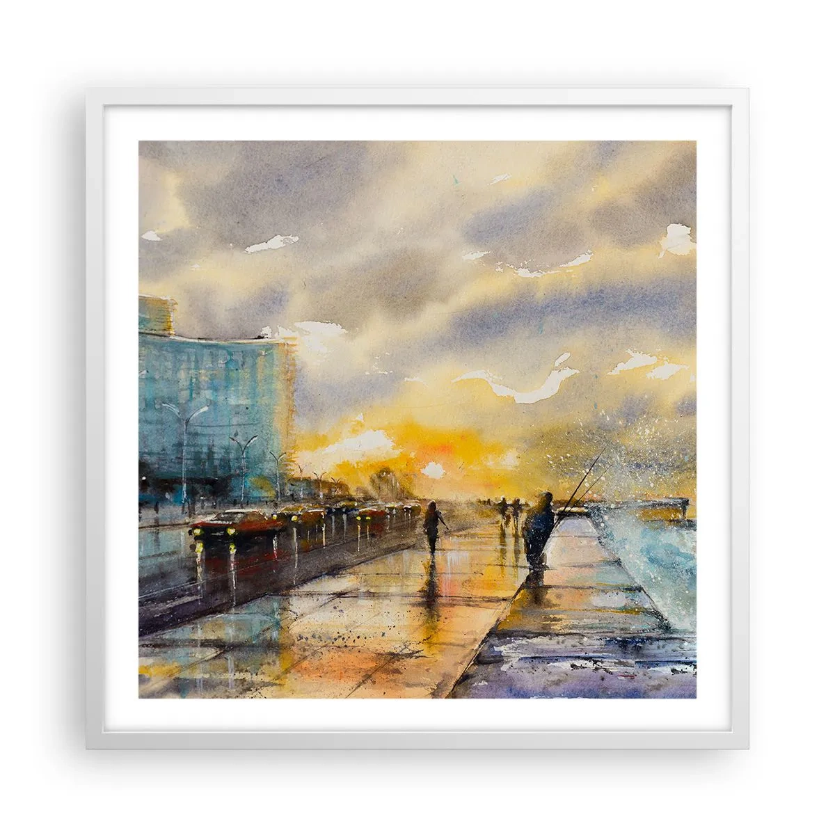 Poster in cornice bianca - Vita sulla costa - 60x60 cm