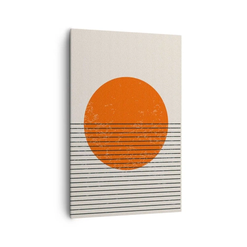 Quadro su tela - Stampe su Tela - Sole minimalista con linee geometriche - 80x120cm - Sempre il sole - Decorazione murale moderna per soggiorno e camera da letto ARTTOR