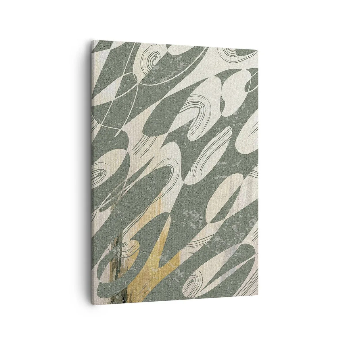 Quadro su tela - Stampe su Tela - Forme dinamiche nei toni del verde e dell'oro - 50x70cm - Astrazione ritmica - Decorazione murale moderna per soggiorno e camera da letto ARTTOR