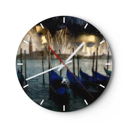 Orologio da parete - Orologio in Vetro - È ora di iniziare il carnevale - 40x40 cm