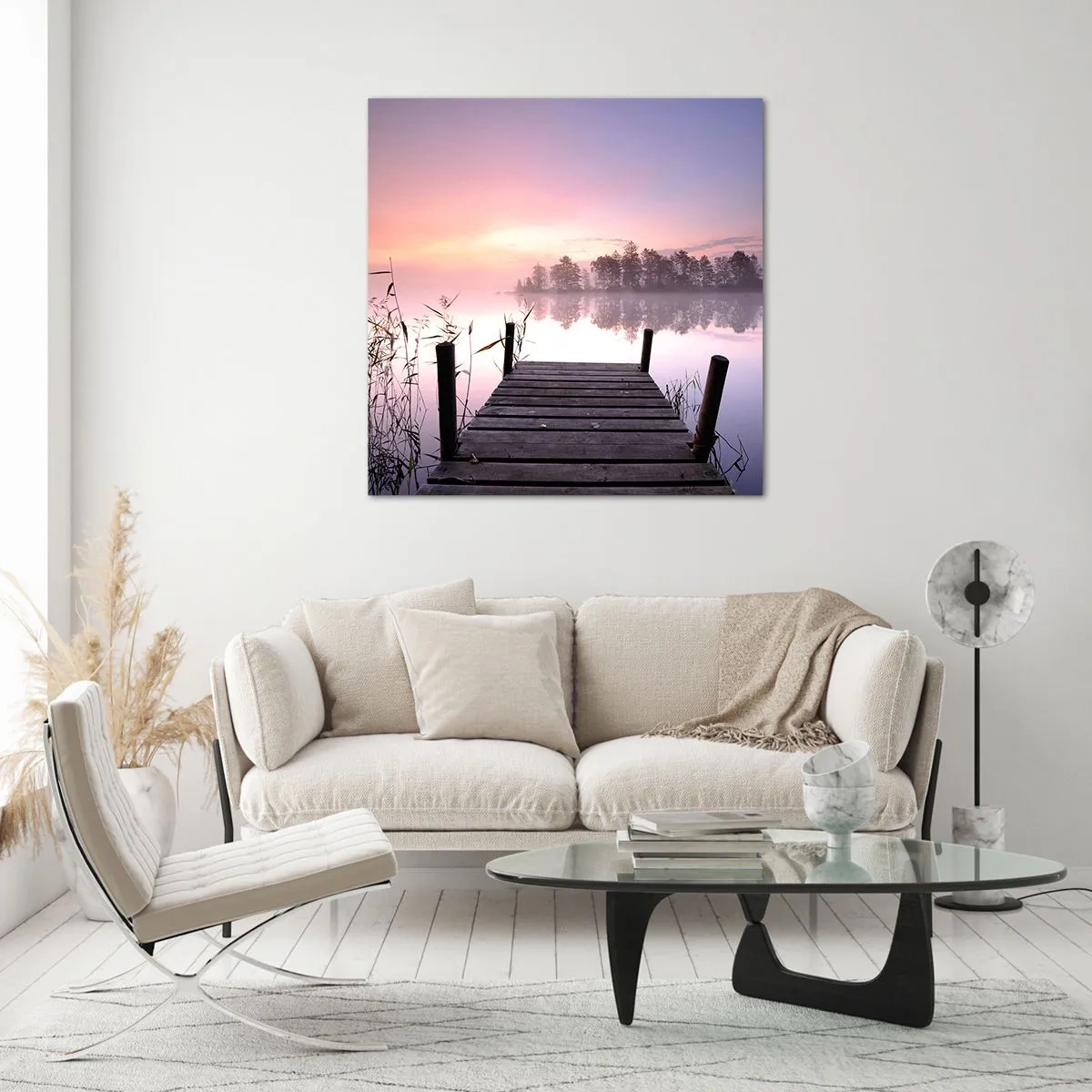 Quadro su vetro - Nebbia color lilla - 50x50 cm