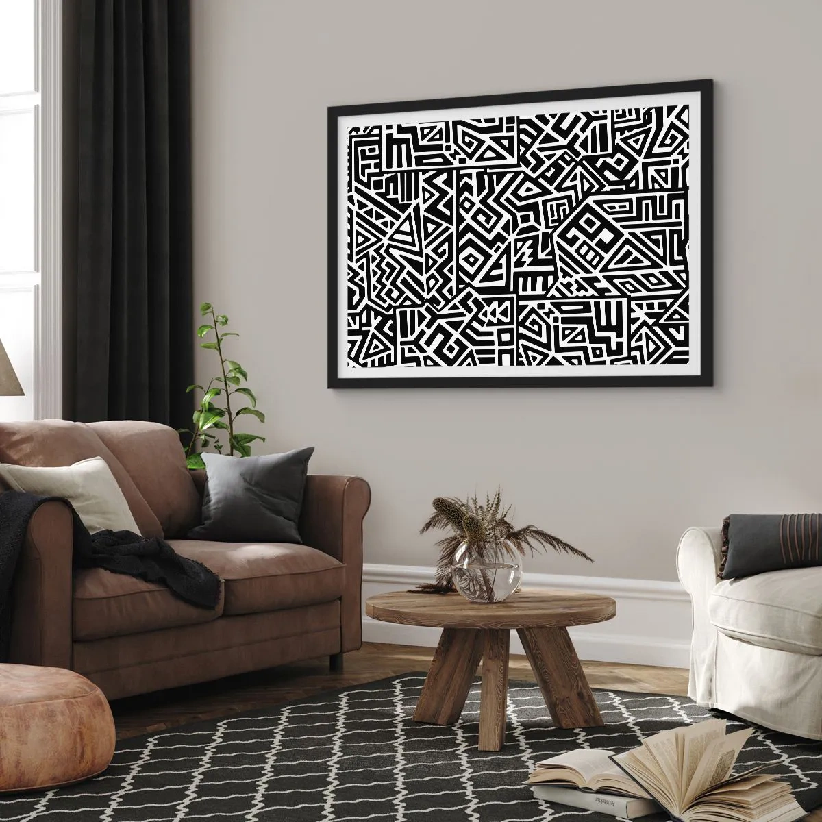 Poster in cornice nera - Composizione precolombiana - 40x30 cm