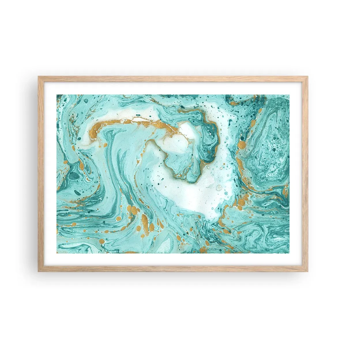 Poster in cornice rovere chiaro - La grande onda del periodo Edo - 70x50 cm