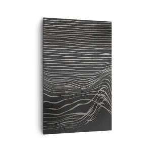 Quadro su tela - Stampe su Tela - Linee bianche su sfondo grigio scuro in una disposizione astratta - 80x120cm - Ritmo e accento - Decorazione murale moderna per soggiorno e camera da letto ARTTOR