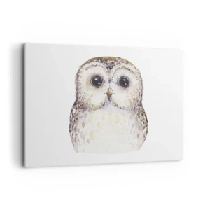Quadro su tela - Stampe su Tela - Ritratto di un gufo su uno sfondo chiaro con colori delicati - 100x70cm - Guardami negli occhi - Decorazione murale moderna per soggiorno e camera da letto ARTTOR