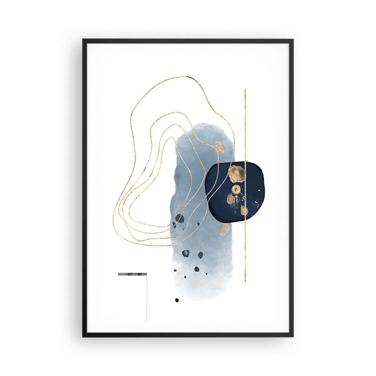 Poster in cornice nera - Fantasia blu e oro - 70x100 cm