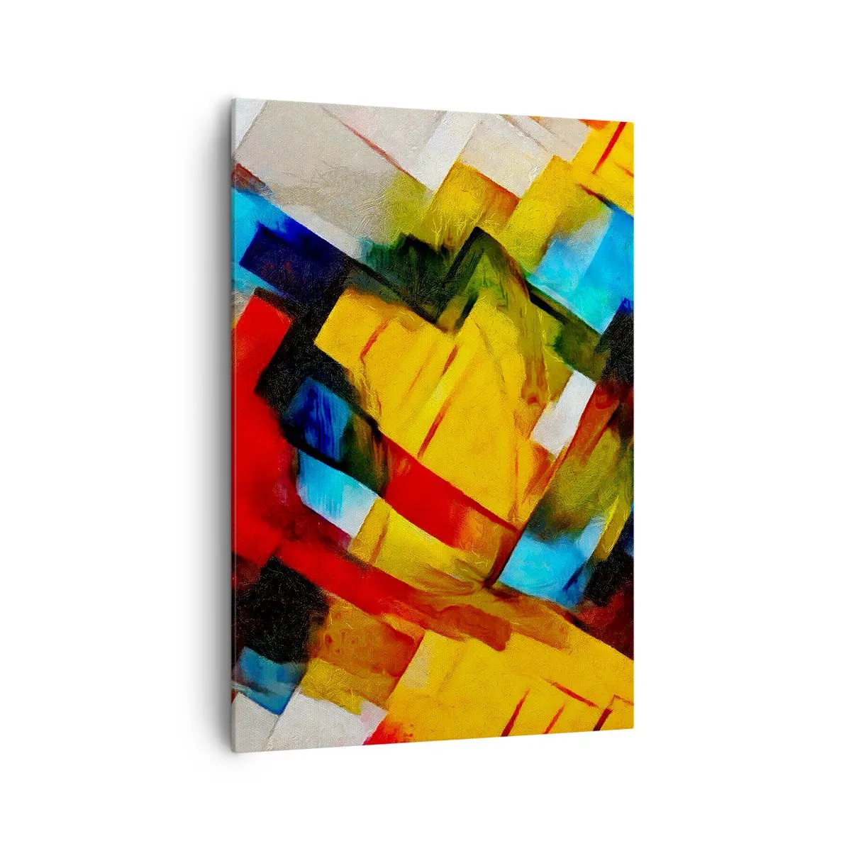 Quadro su tela - Stampe su Tela - Composizione geometrica astratta in colori vivaci - 70x100cm - Intreccio multicolore - Decorazione murale moderna per soggiorno e camera da letto ARTTOR