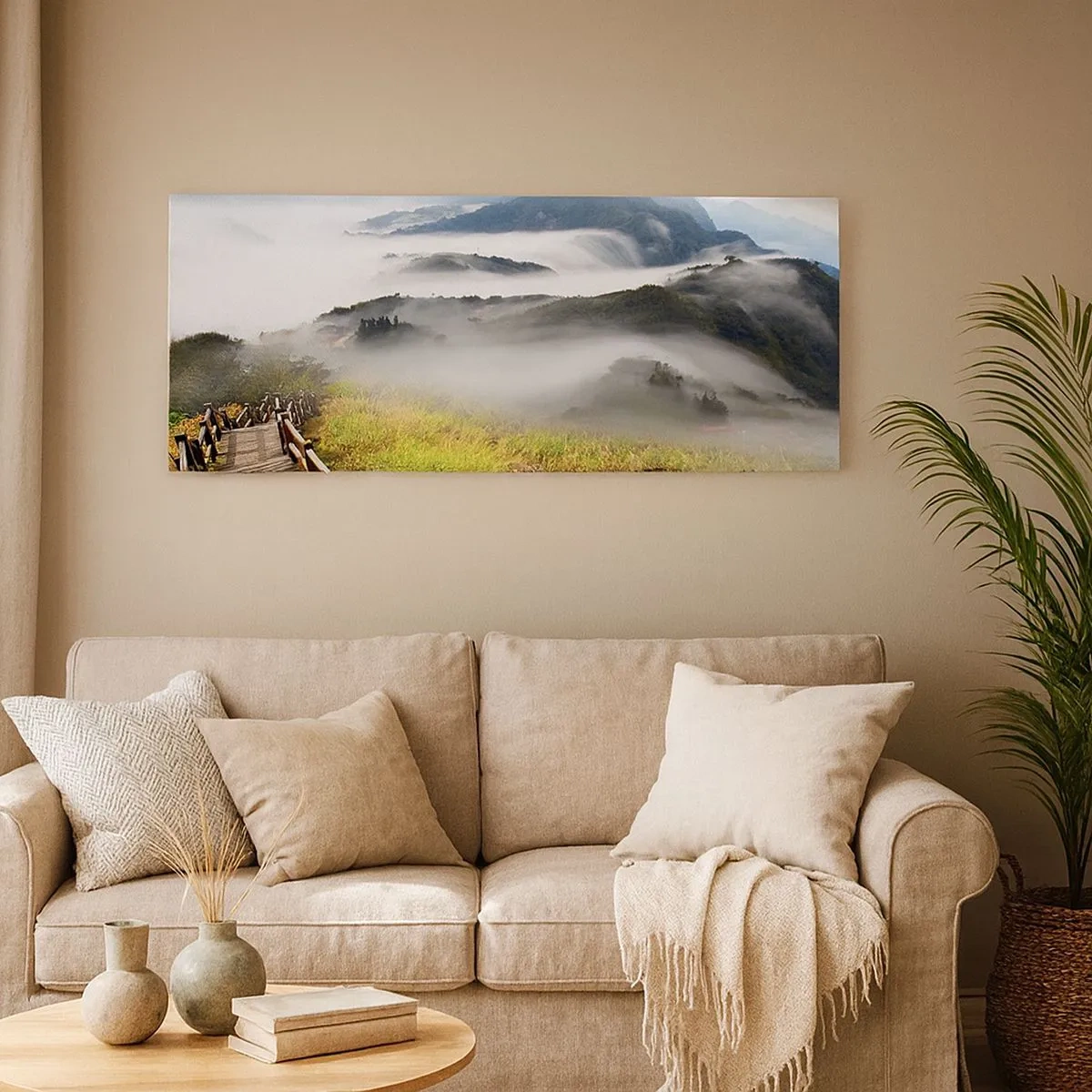Quadro su tela - Stampe su Tela - Avvolti di luce e nebbia - 100x40 cm