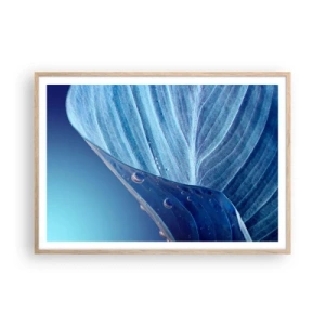 Poster in cornice rovere chiaro - Gocce di blu nascoste - 100x70 cm