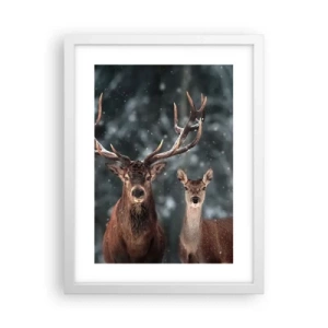 Poster in cornice bianca - Il re della foresta con la consorte - 30x40 cm