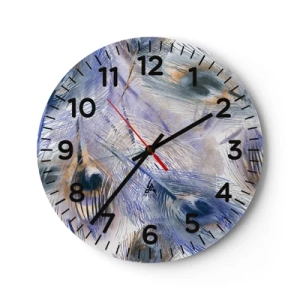 Orologio da parete - Orologio in Vetro - Composizione a occhio di pavone - 40x40 cm